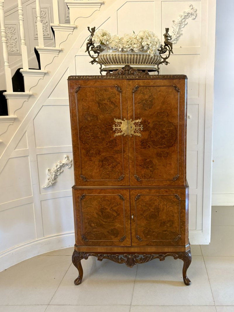 Outstanding Quality Antique Burr Walnut Cocktail Cabinet - Image 3